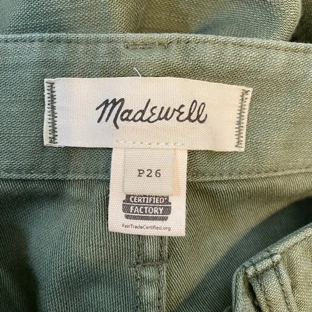 Madewell Griff Tapered Fatigue Pants Womens Size 26P Green 100% Cotton Normcore - Picture 3 of 5